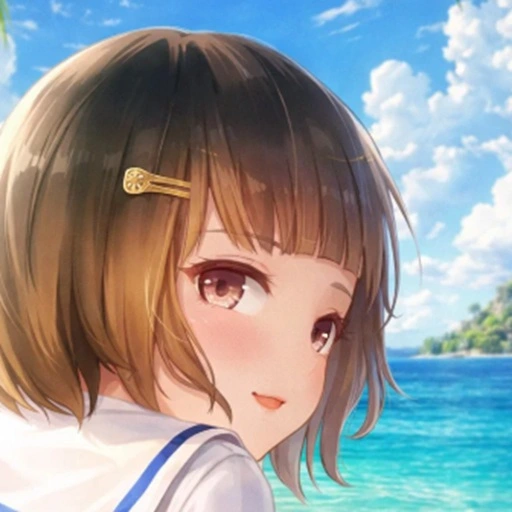 Summer Island With Cute Girl